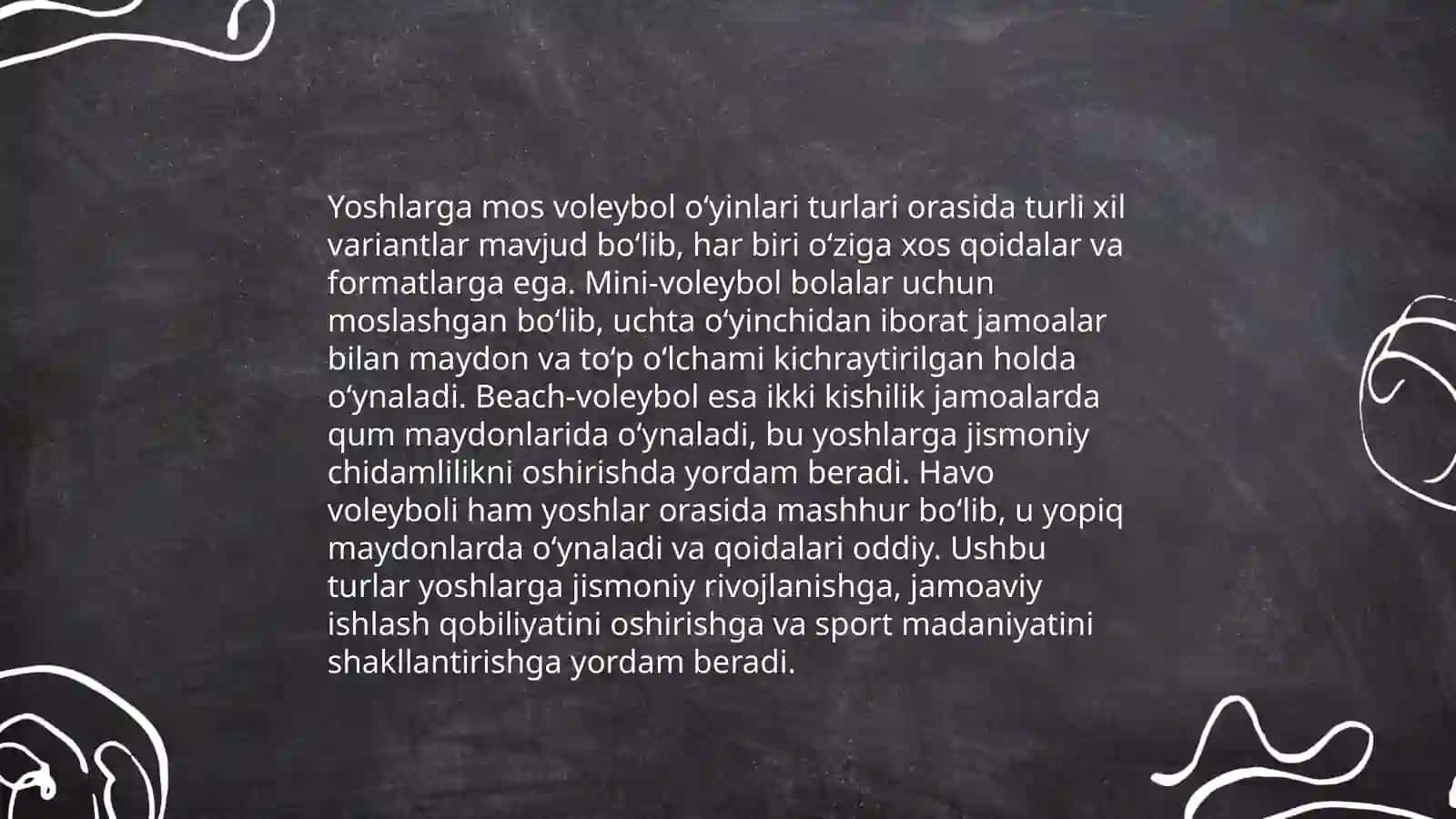 Voleybol sport tògaragiga òquvchilarni tanlash usullari,metodlar va ular bilan mashğulot òtkazish metodikasi 4