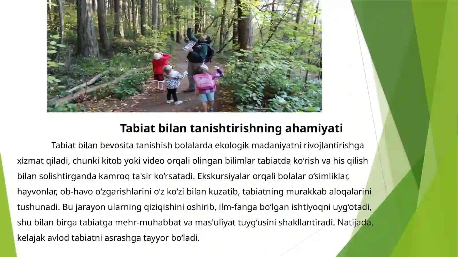 Tabiat bilan tanishtirish ekskursiya va sayrlarni tashkil etish 4