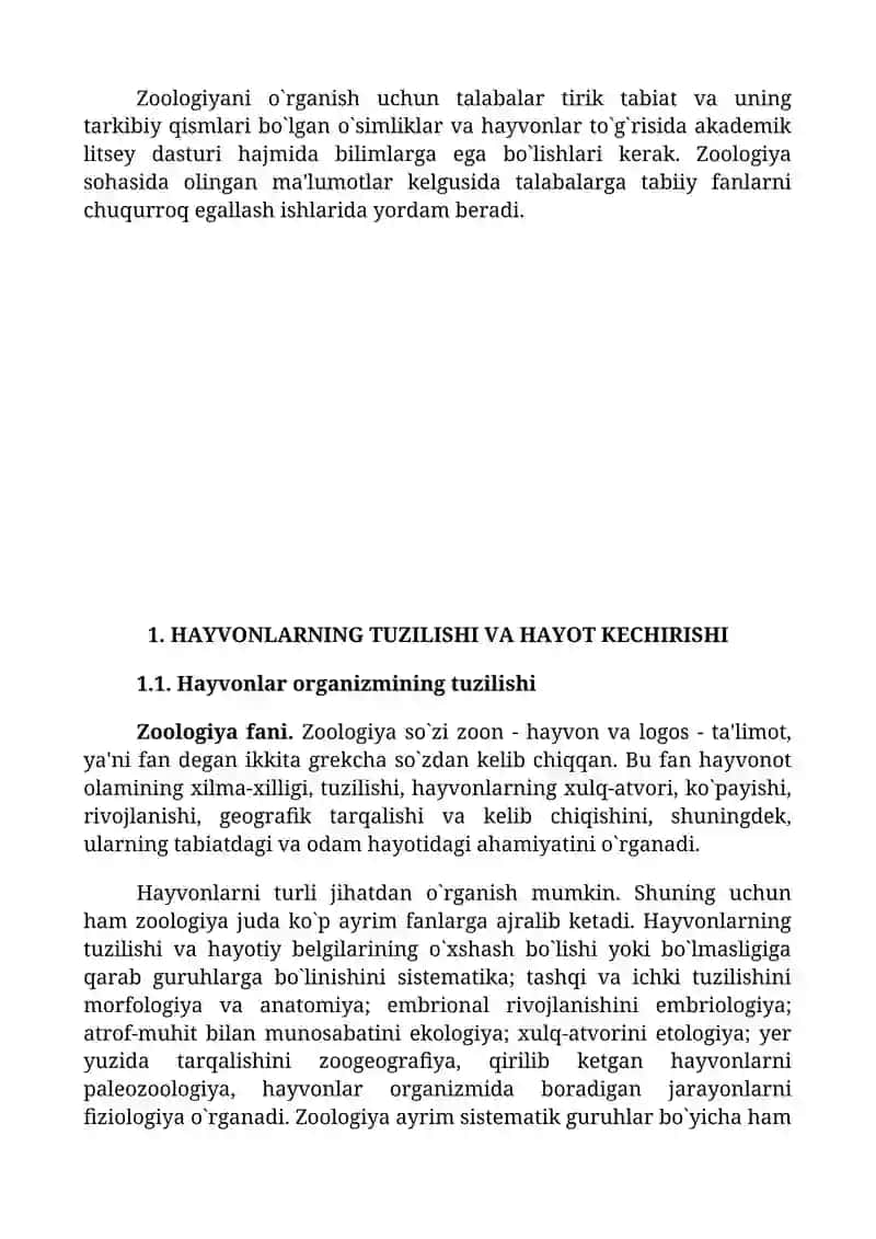 ZOOLOGIYA FANIDAN MUAMMOLI MA’RUZA MATNI 4