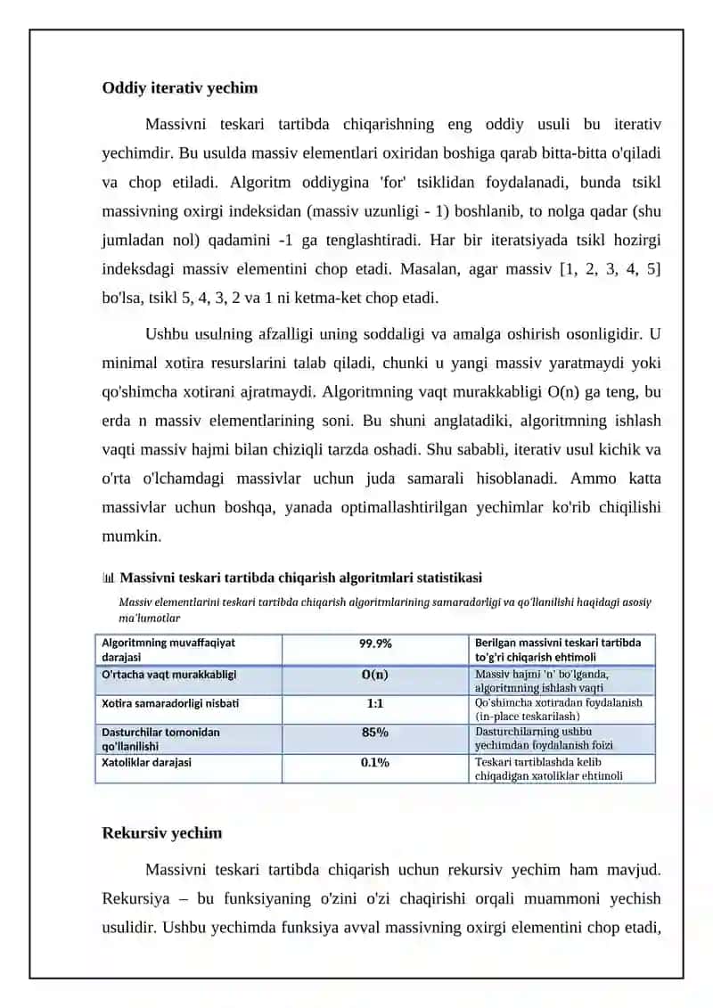 Massivni teskari tartibda chiqarish algoritmlari 4