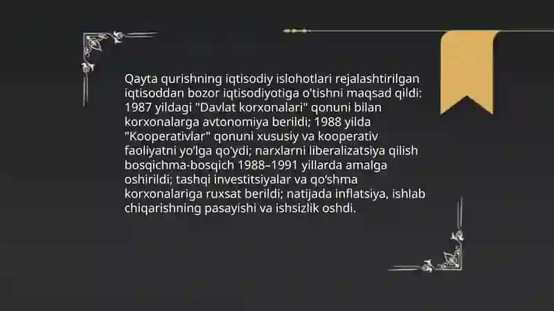 Qayta qurish' siyosati va uning natijalari 4