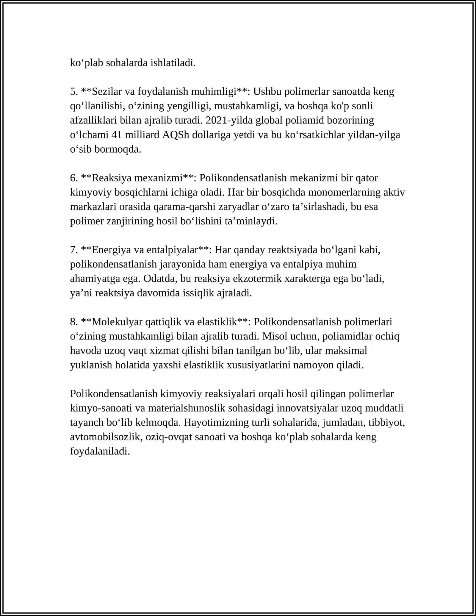 POLIKONDENSATLANISH REAKSIYALARINING ASOSIY QONUNLARI 4
