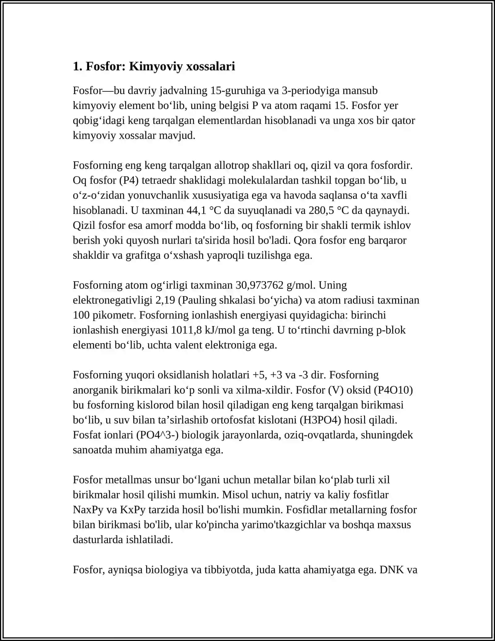DAVRIY SISTEMANING V A GURIPPASIDAGI (P - FOSFOR N -AZOT ) XOSSALARI VA ISHLATILISHINI OʻRGANISH 4