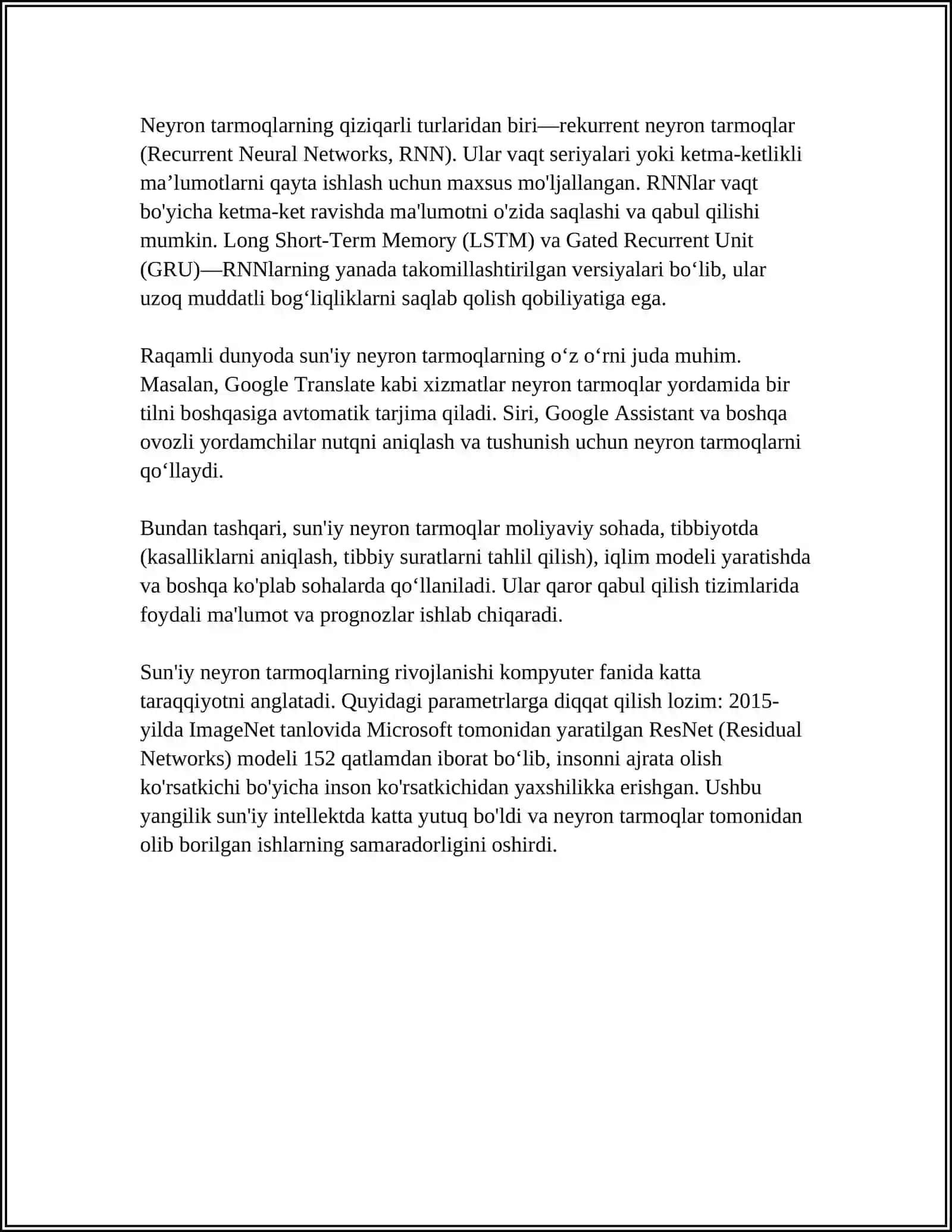 CHUQUR O’QITISH ALGORITMLARI 4