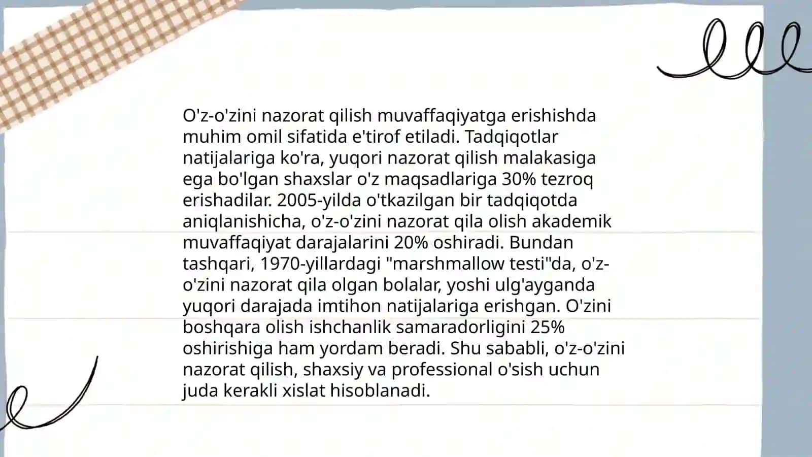 Oʻzini-oʻzi boshqarish muammo sifatida 4