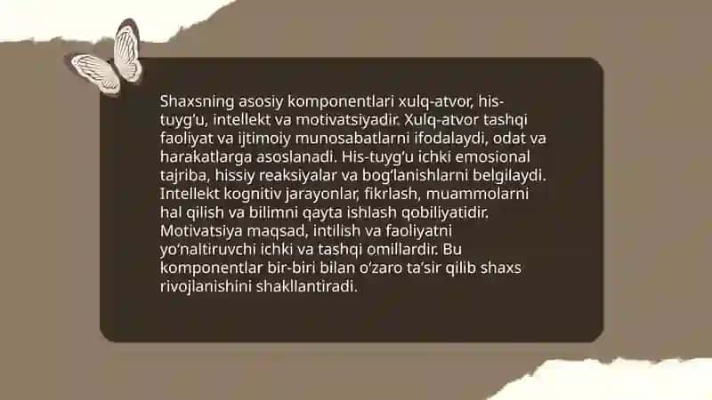 "Shaxs" tushunchasi va shaxs rivojlanishining o'ziga xos xususiyatlari 4