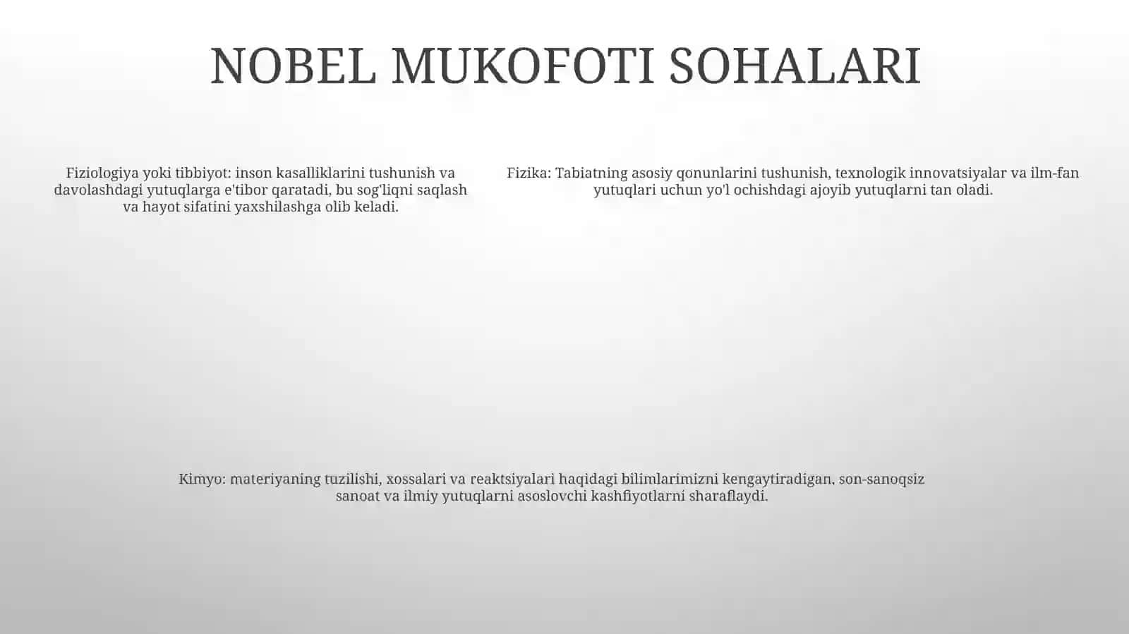 Xalqaro Nobel Mukofoti Sovrindorlar Va Ularning IlmiyIshlaringAhamiyati 4