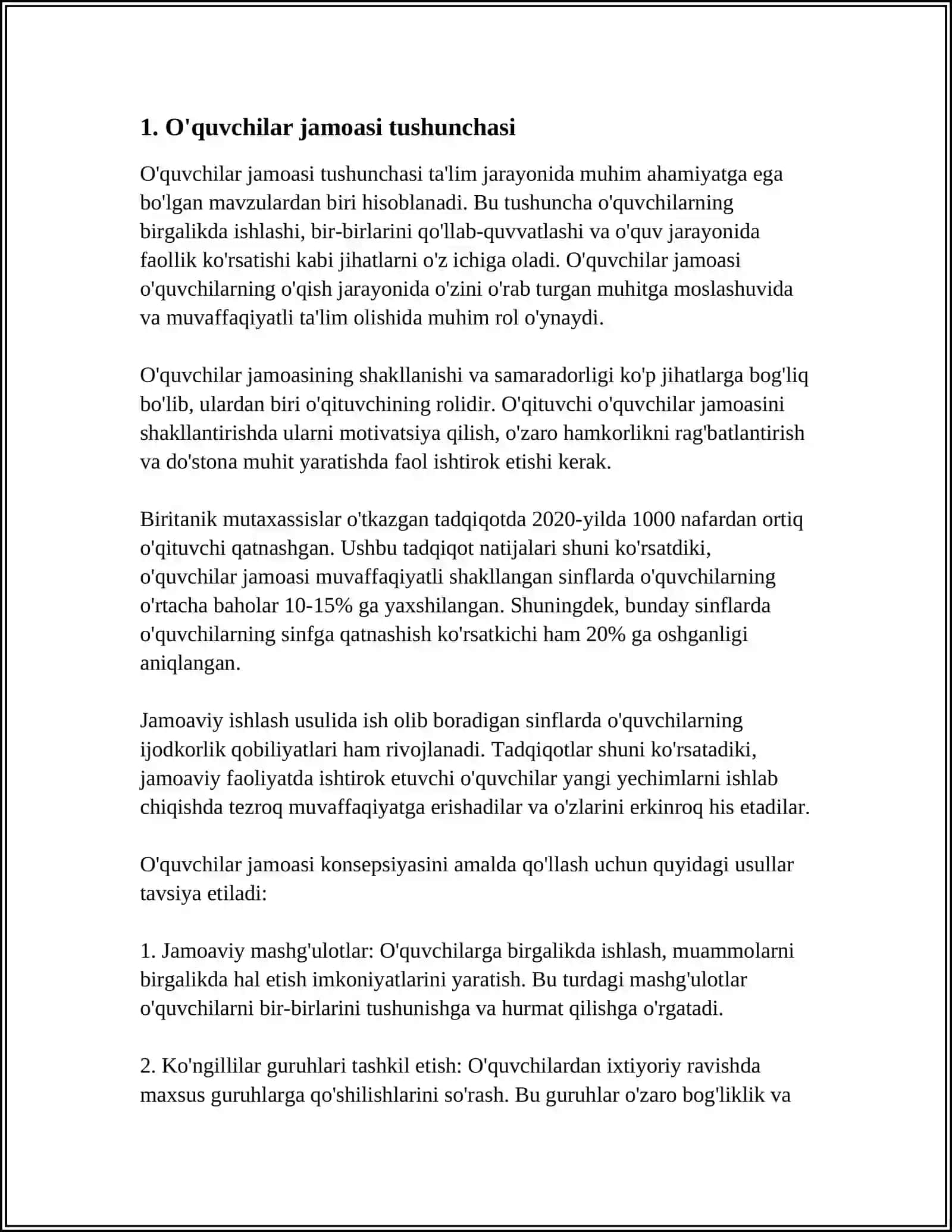 O'QUVCHILAR JAMOASI- YAGONA PEDAGOGIK JARAYONNING ASOSIY SHAKLI 4