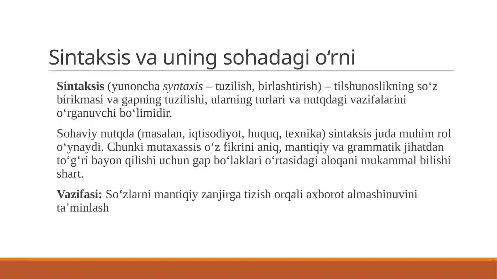 Sintaksis. gap bo'laklari 4