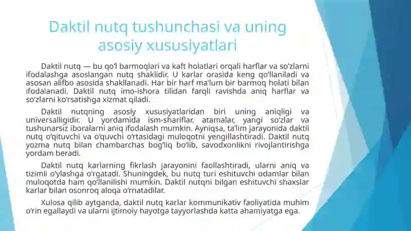 Karlarning kommunikativ faoliyatida og‘zaki nutq va daktil nutqining vazifalari 4