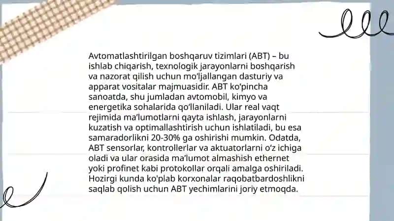 Nimstansiyalarda va iste'molchilarda qo'llaniladigan tizimlar, ularning turlari, tashkil etish va ularda qo'llaniladigan texnik ta'minot 4