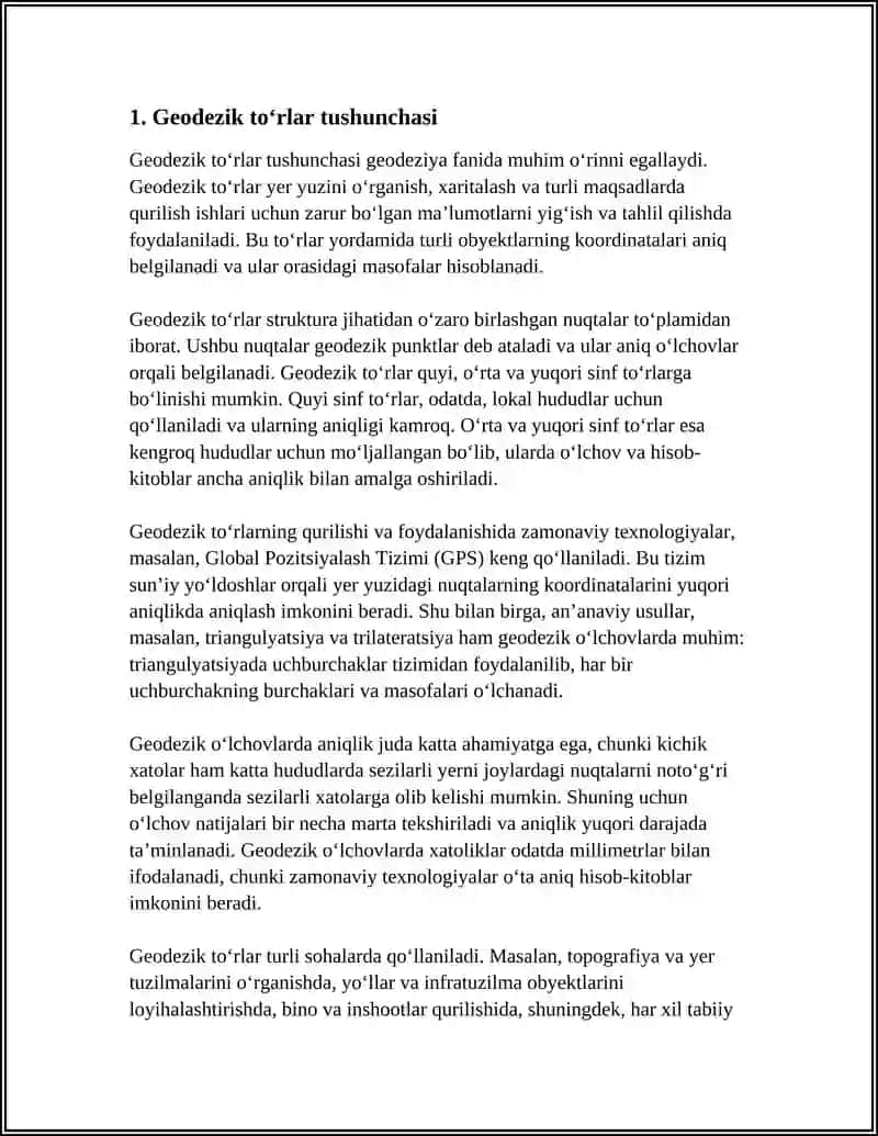GEODEZIK TOʻRLARINI LOYIHALASH 4