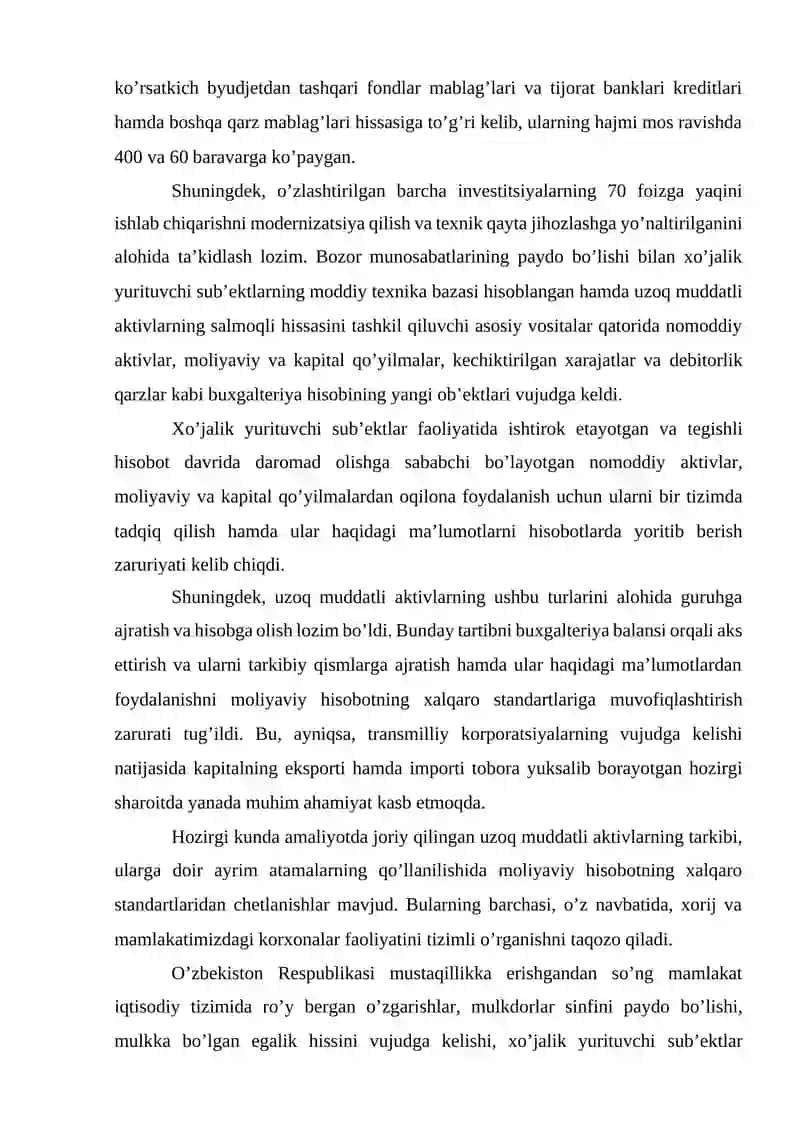 Uzoq muddatli aktivlarni xarid qilish va ularning amotizatsiyasi 4