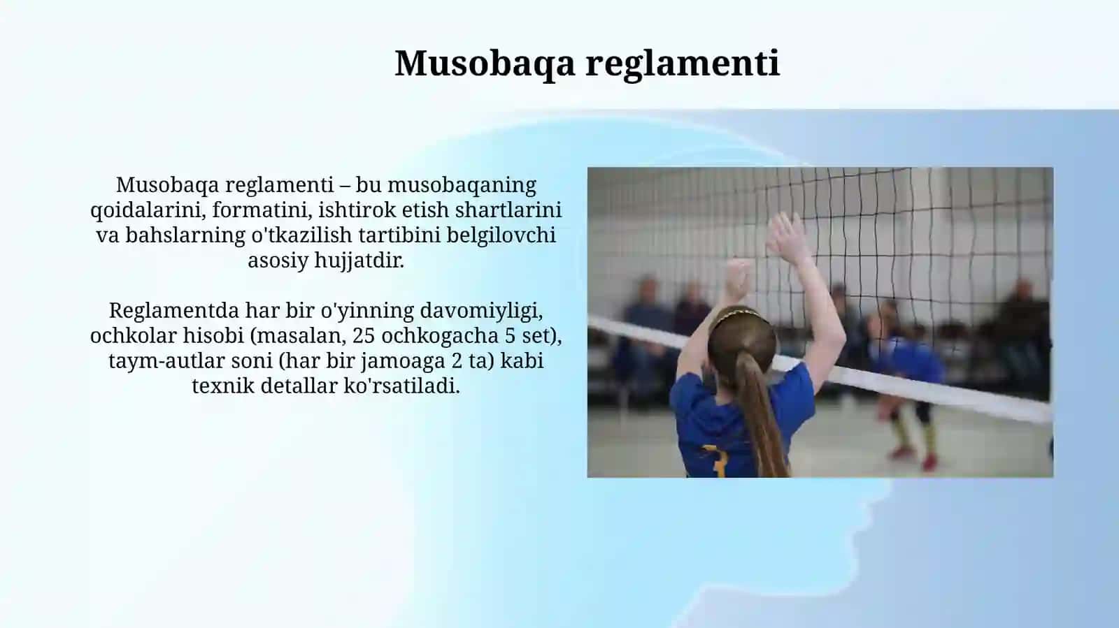 Voleybol boʻyicha musobaqalar tashkil qilish 4