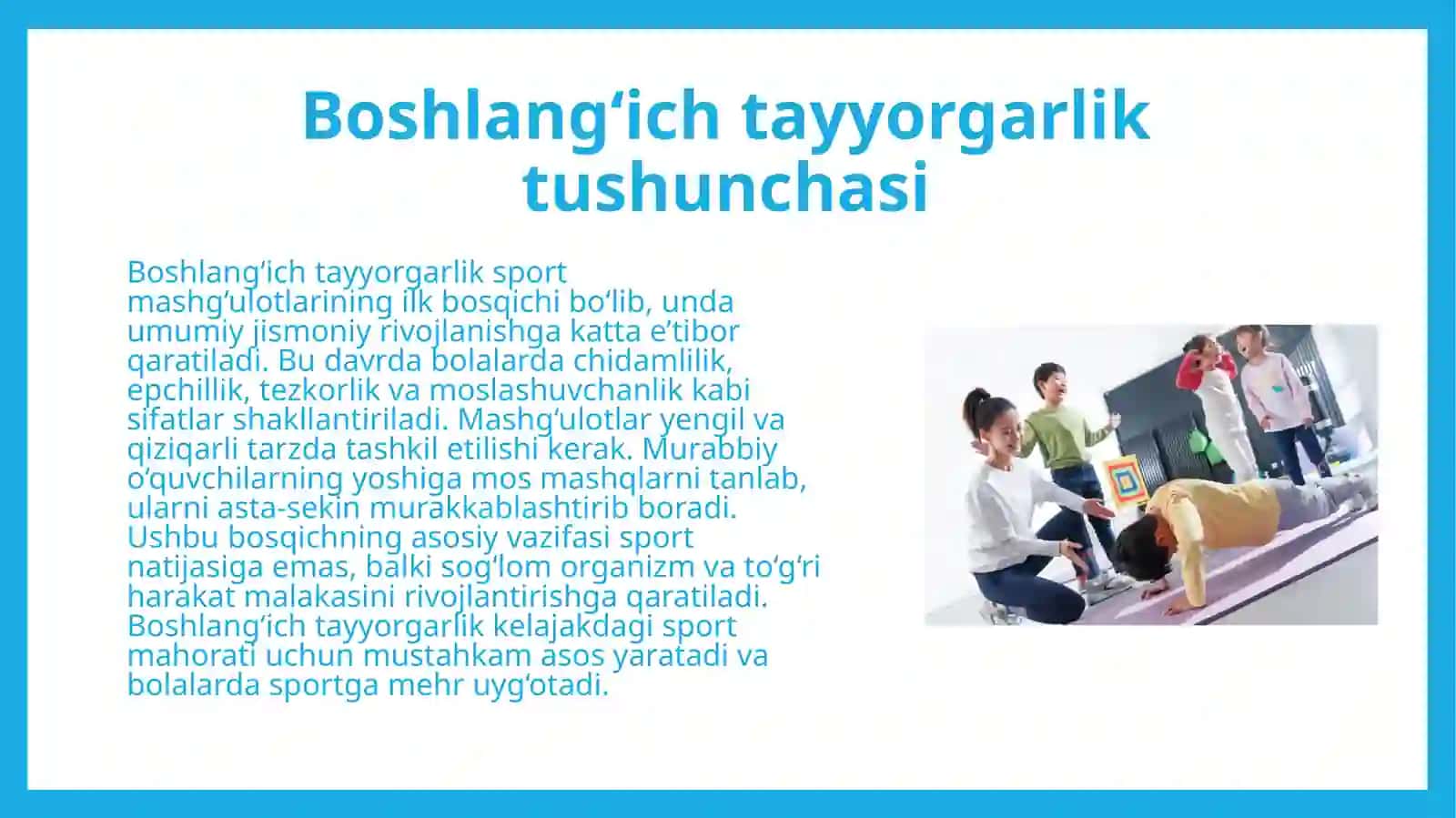 Boshlang'ich tayyorgarlik himoya yakka o'yin taktikasini o'rgatish usullari xaqida bilim doirasini shakillantrish. 4