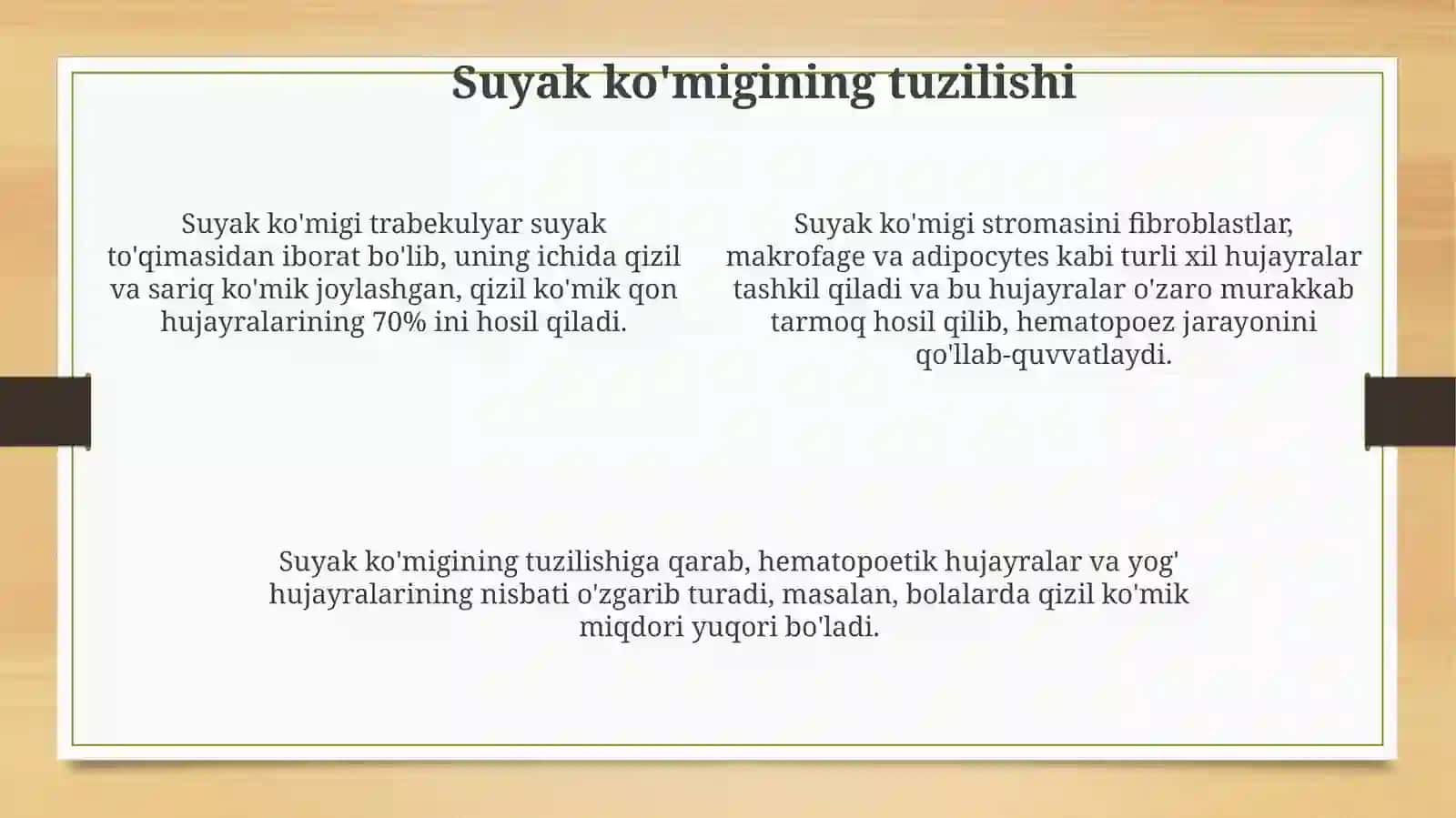 Suyakiligi: taraqqiyoti, tuzilishi, vazifasi. Qizililik, sariqilik 4