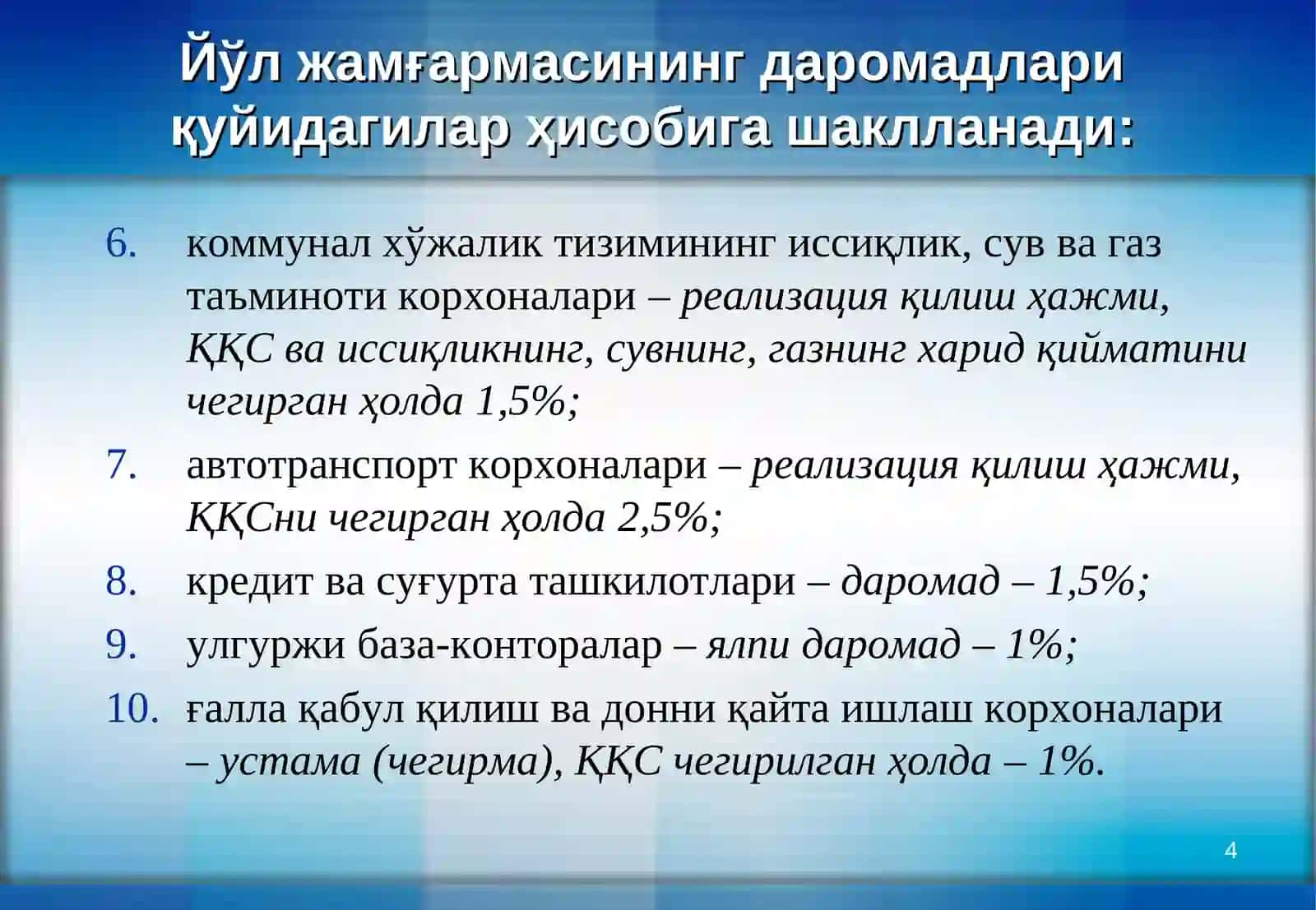 Республика йўл жамғармасига мажбурий ажратмалар 4