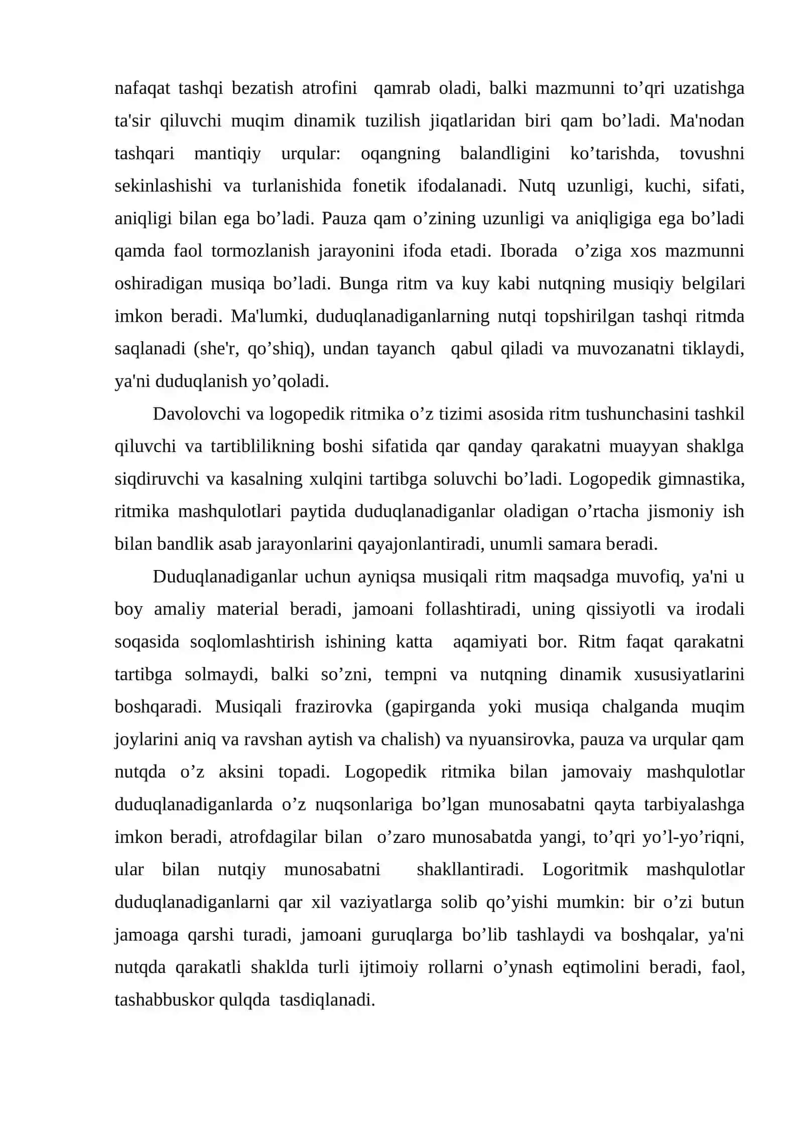 Duduqlanishni еngish bo’yicha psixologik-pеdagogik ish va tibbiy tadbirlar majmuaviy tizimidagi logopеdik ritmika 4