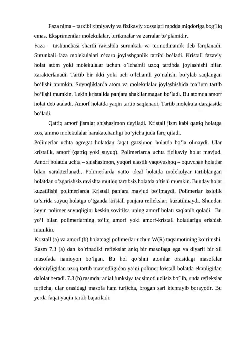 Amorf polimerlar tuzilishi va xossalari 4