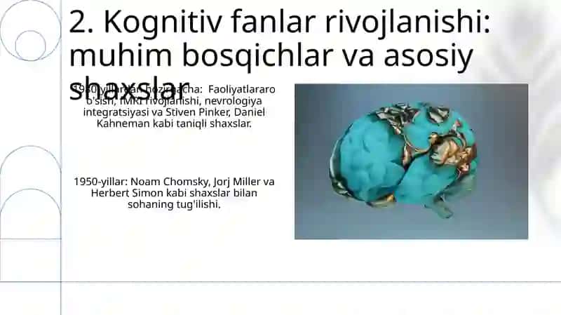 Kognitiv tilshunoslik tarixi, sohalari, tamoyillari, ahamyati va rivojlanishi 4