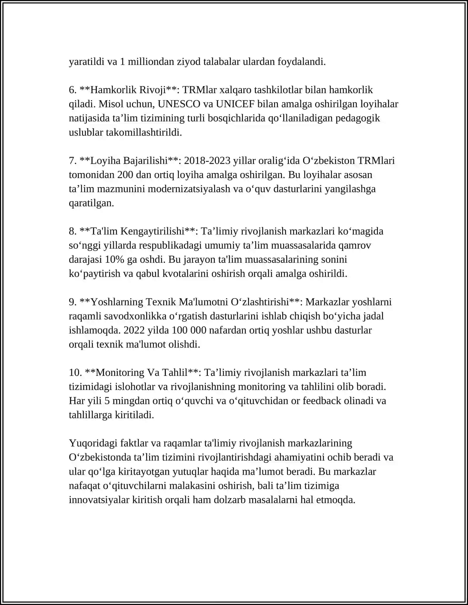 MUSTAQIL ISH Mavzu: RIVOJLANISH MARKAZLARNING FAOLIYATI. RIVOJLANISH MARKAZLAR TASNIFII 4