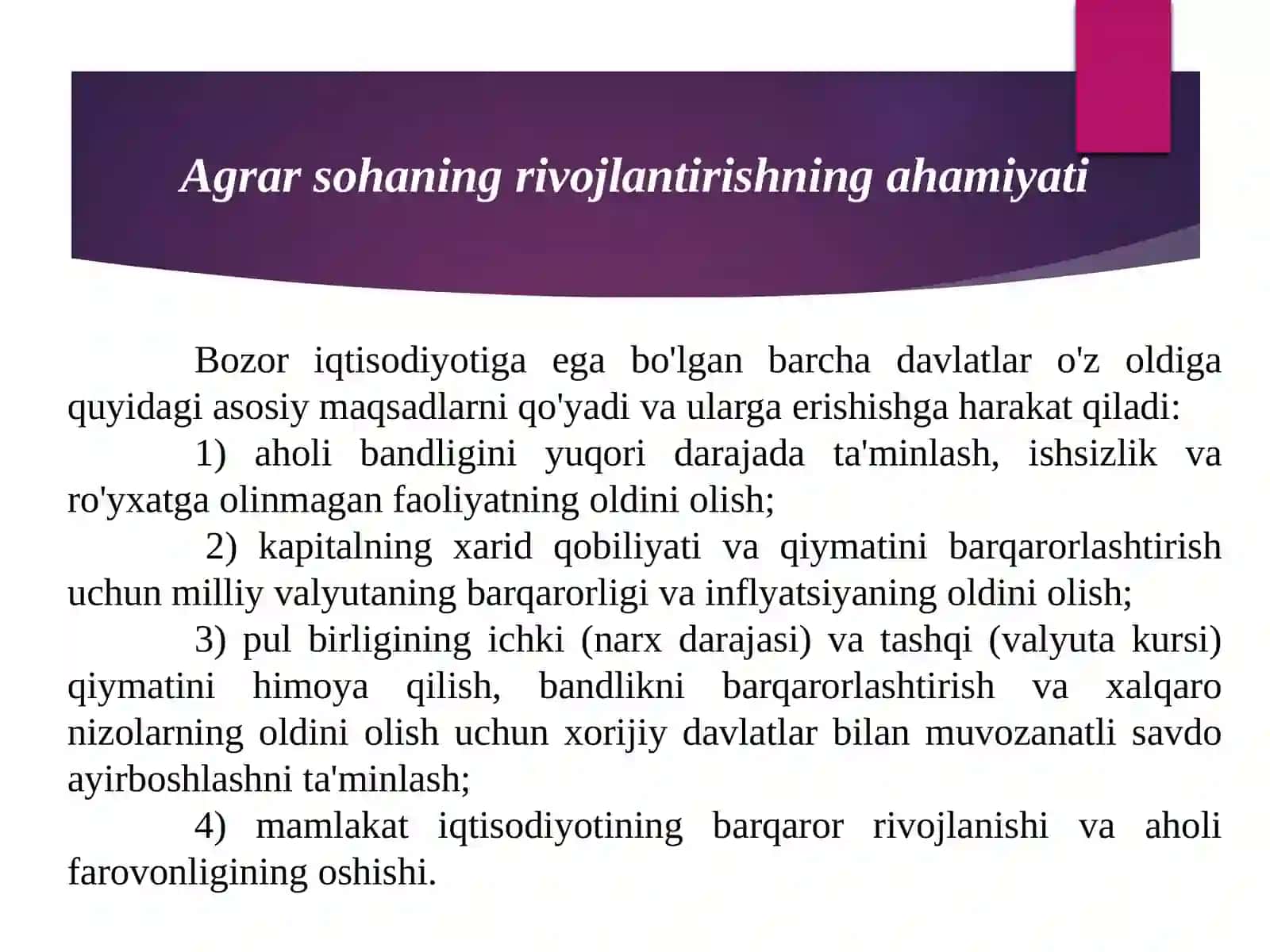 Agrar Sohani Davlat Tomonidan Qo’llab - Quvvatlash Siyosati 4