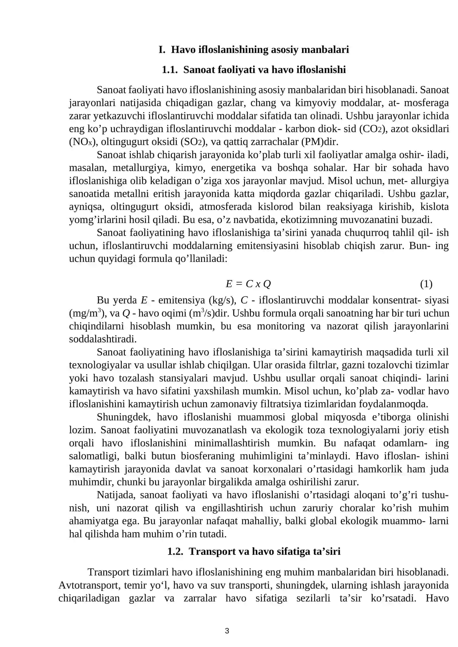 HAVO IFLOSLANISHINING ASOSIY OMILLARINI O‘RGANISH, ULARNING TABIIY VA ANTROPOGEN MANBALARINI ANIQLASH 4