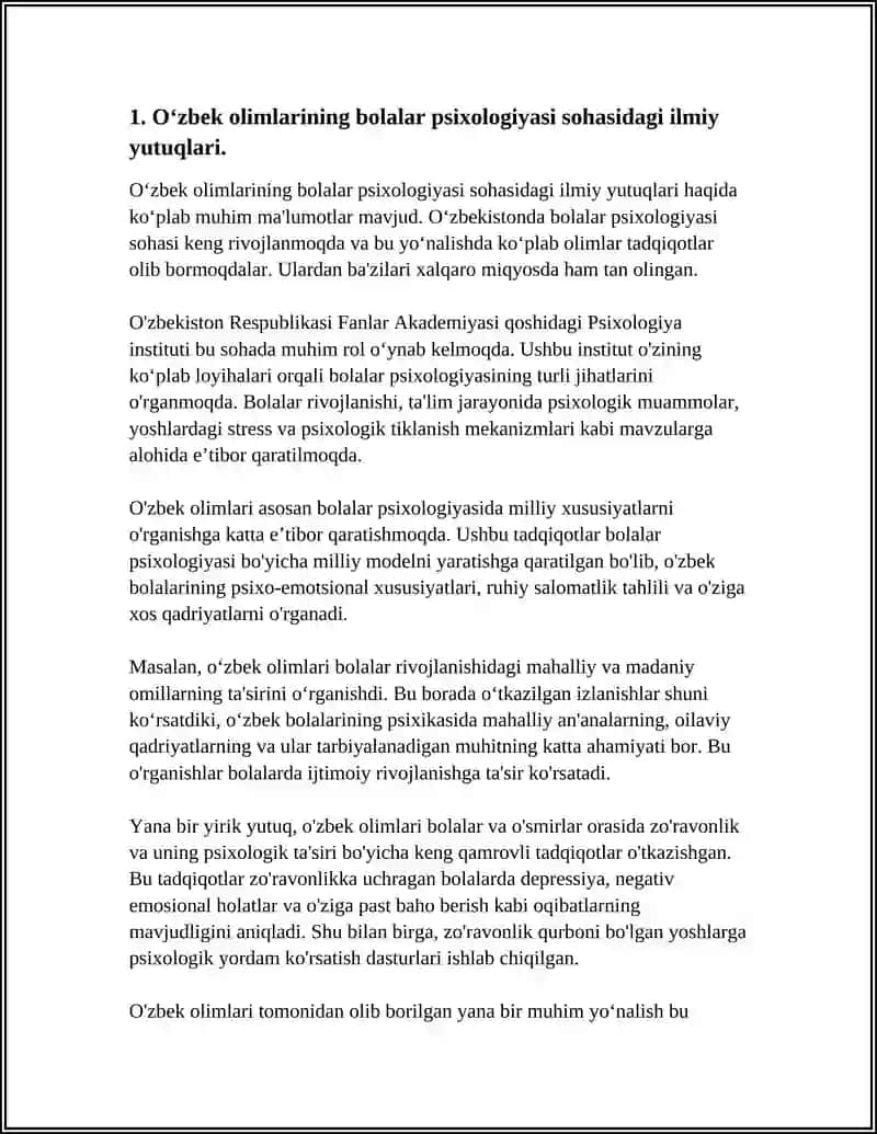 BOLALAR PSIXOLOGIYASINI O'RGANGAN OʻZBEK OLIMLARI HAQIDA 4