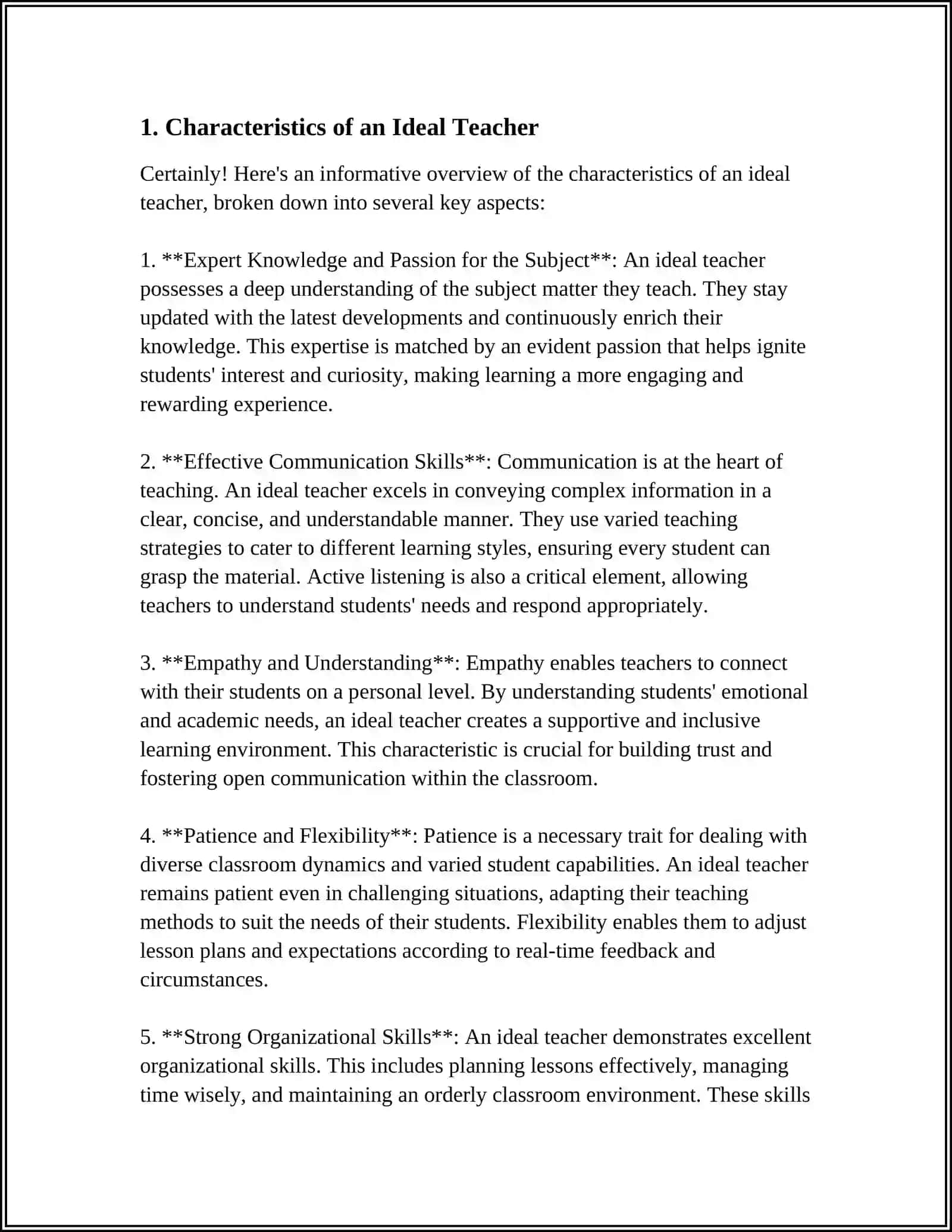 WRITING AN ESSAY OR NOTE ABOUT AN IDEAL TEACHER OR THE DIFFERENCES BETWEEN TRADITIONAL AND INNOVATIVE MODELS OF TEACHING 4