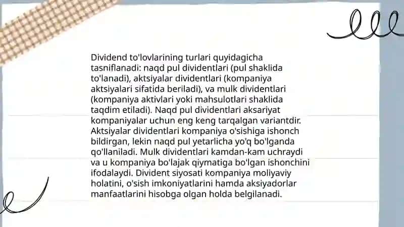 Dividend siyosati va ichki moliyalashtirish 4