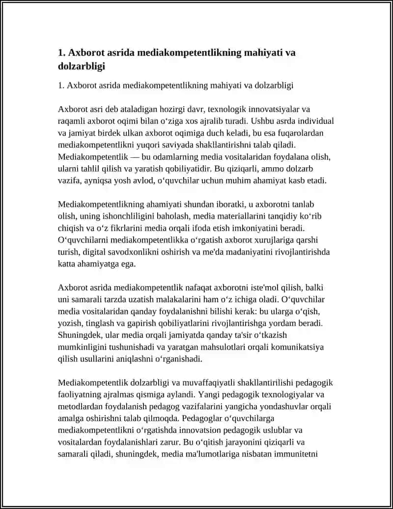 AXBOROT ASRIDA O‘QUVCHILARDA MEDIAKOMPETENTLIKNI SHAKLLANTIRISHNING DOLZARBLIGI, PEDAGOGIK FAOLIYATGA TAYYORLASHDA MEDIAKOMPETENTLIKNI SHAKLLANTIRISH - PEDAGOGIK ADABIYOTLAR VA PEDAGOGIK JURNALLARDAGI MAQOLALARDAN SITATA OLISH, INTERNET TARMOG‘IGA JOYLASHTIRISH, TAQDIMOTLAR YARATISH 4