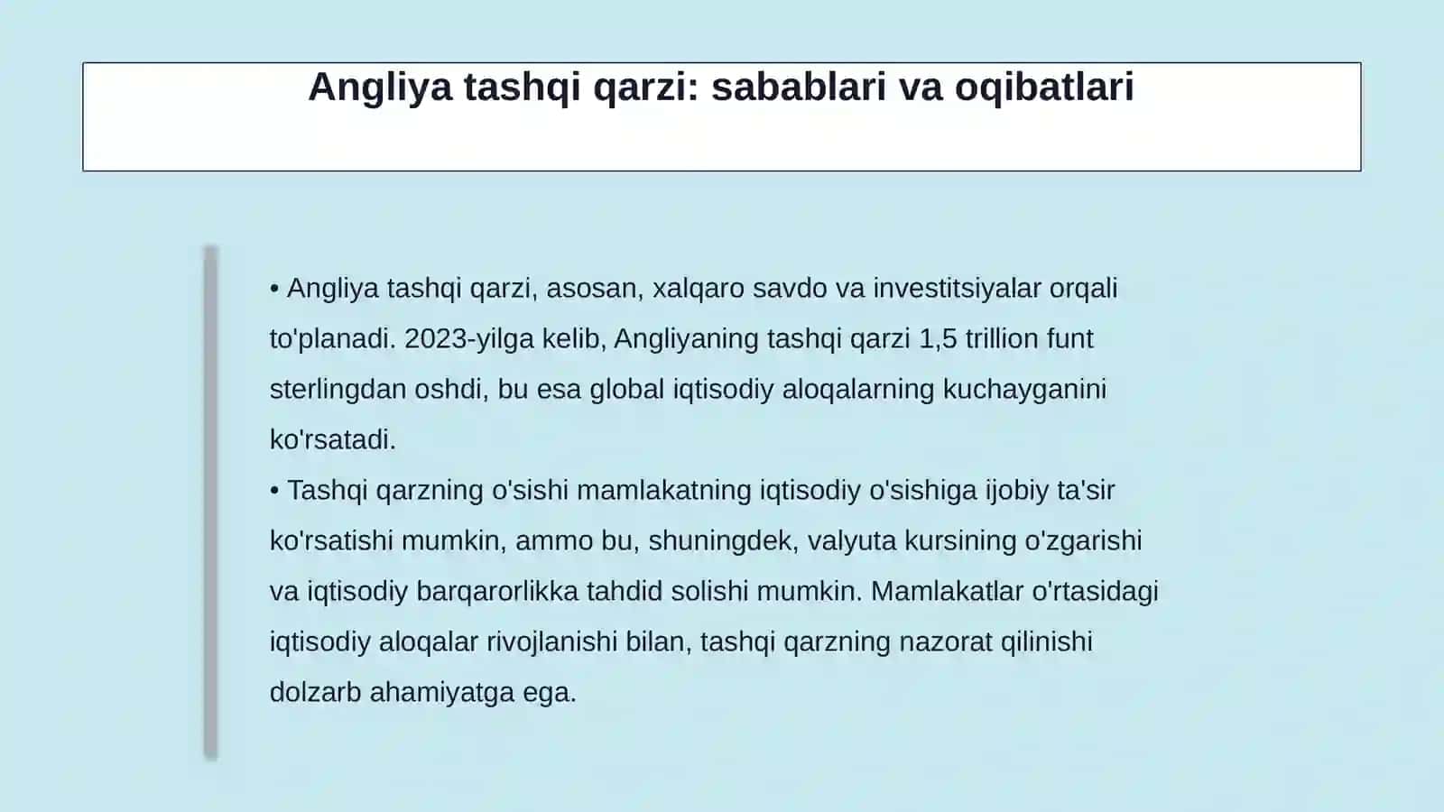 Angliya davlati yaimi ichki qarzi tashqi qarzi aholisi soni 4