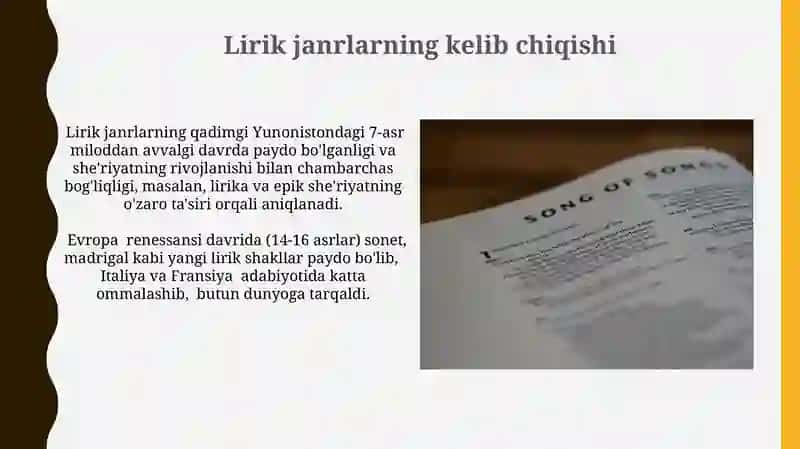 Lirik tur janrlari 4