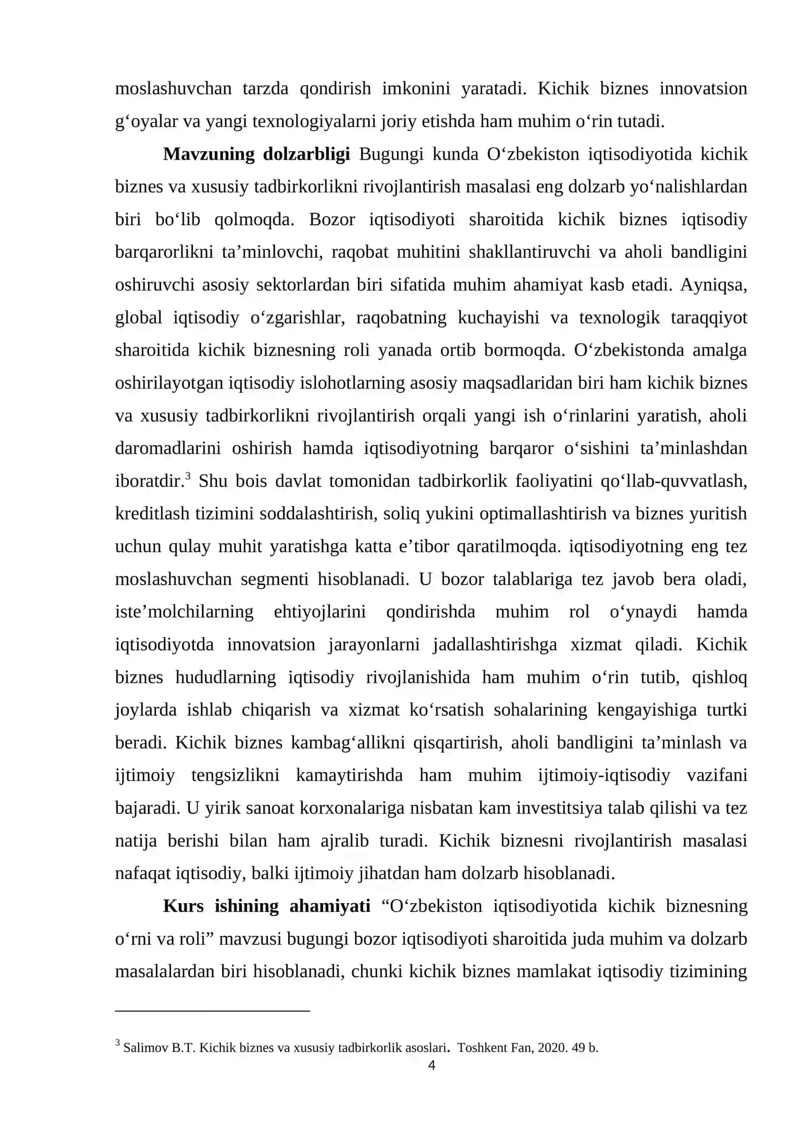 Oʻzbekiston iqtisodiyotida kichik biznesning oʻrni va roli 4