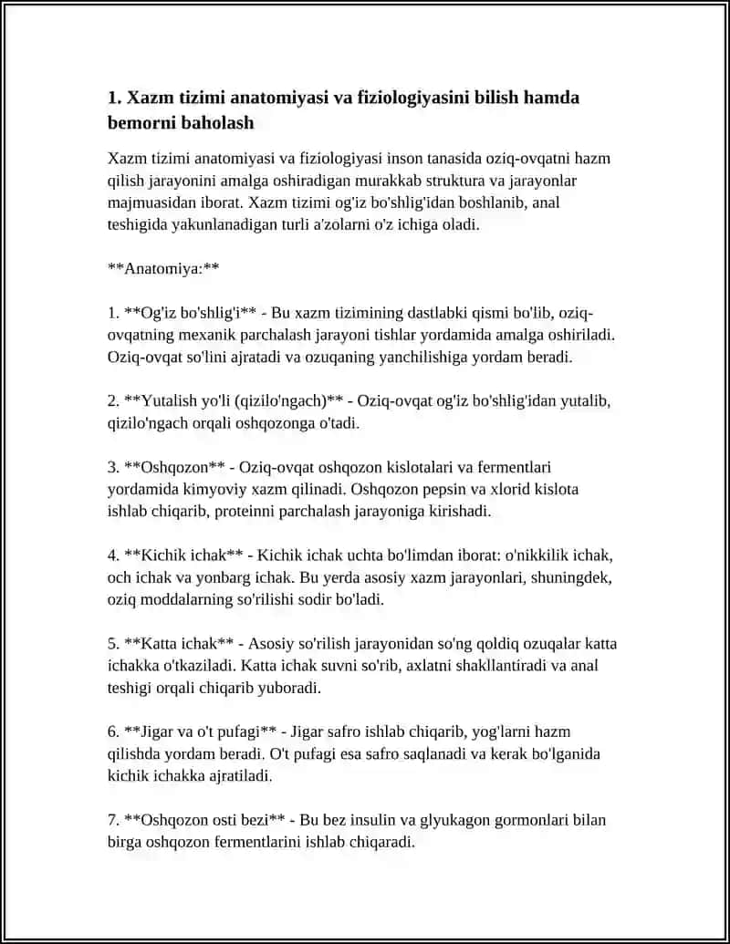 XAZM TIZIMI BILAN KASALLANGAN BEMORLARNI PARVARISHI VA KUZTISH 4