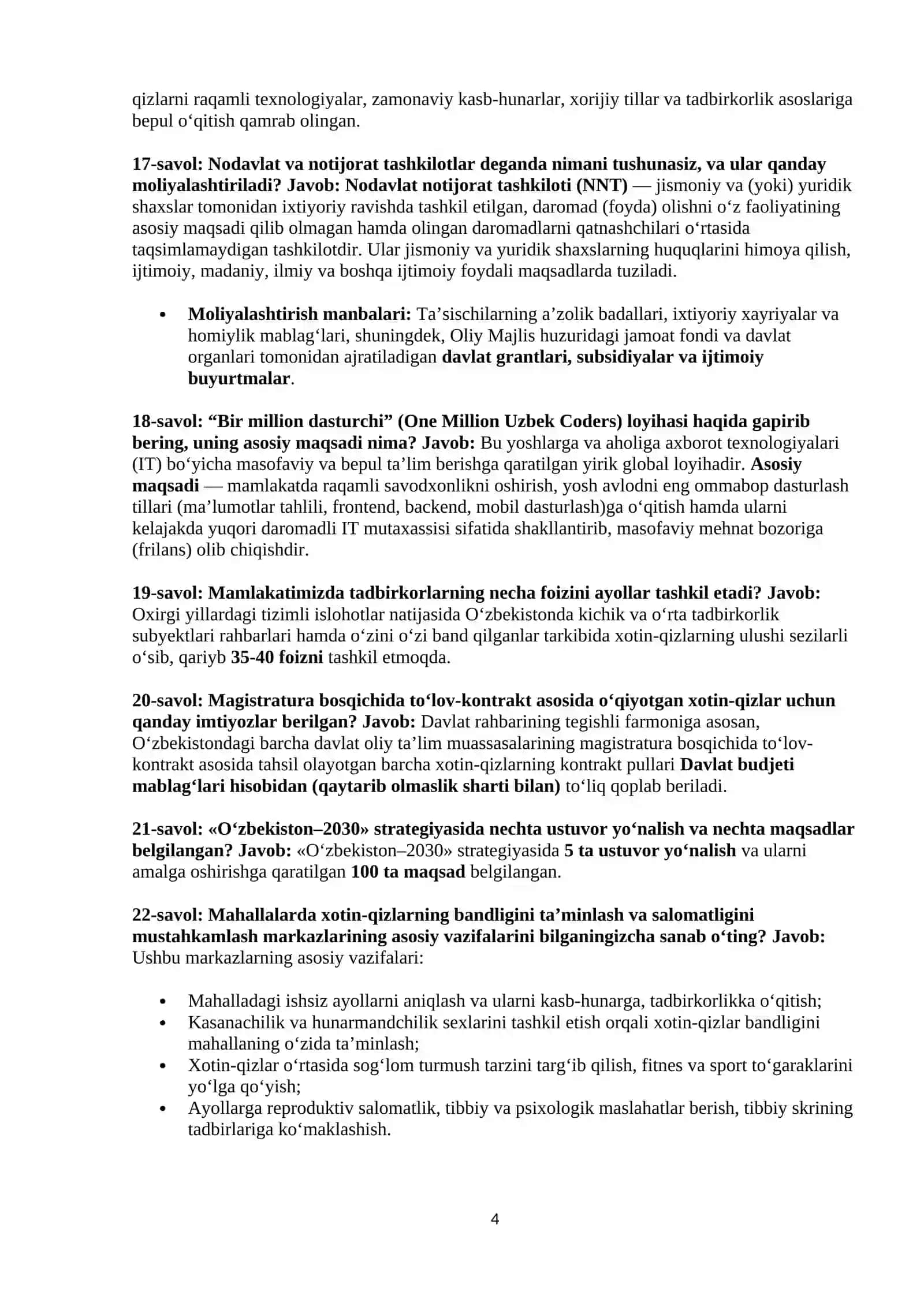 Agros 2026 suhbar salollari javoblari bilan ( Bandlik va tadbirkorlik yo'nalishi ) 4