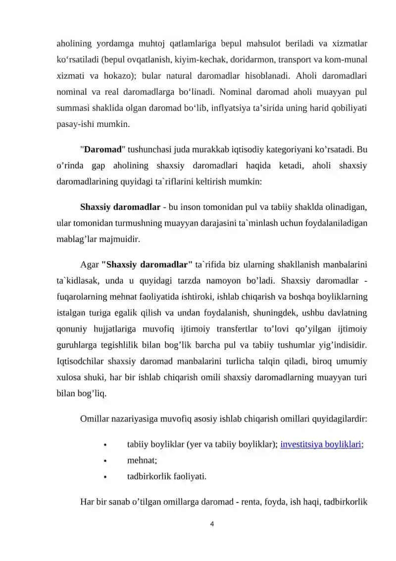 Aholi daromadlari va uning tarkibi 4