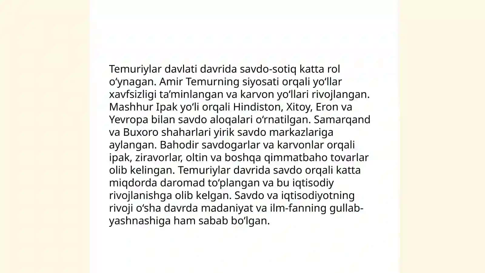 Amir Temur va Temuriylar davridagi iqtisodiy gʻoyalar 4
