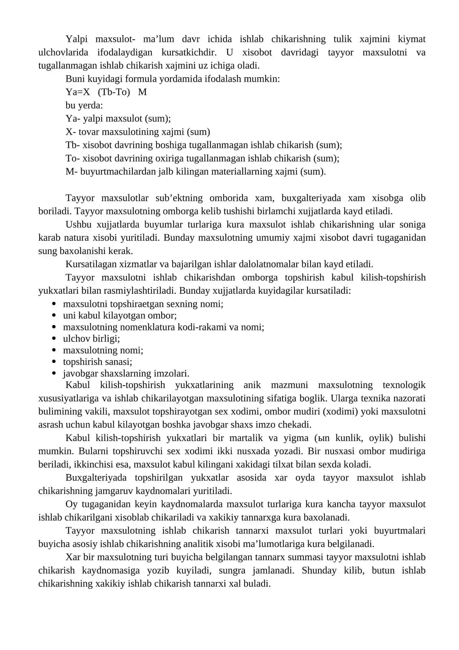 Kichik korxonalarda tayyor mahsulot va uni sotish hisobi 4