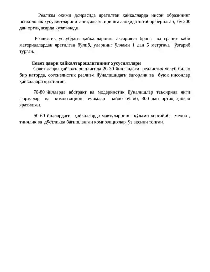 XX asr O‘zbekiston haykaltaroshligi 4