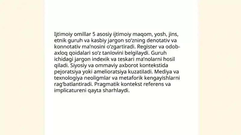 Soʻz semantikasidagi ijtimoiy komponentlar 4
