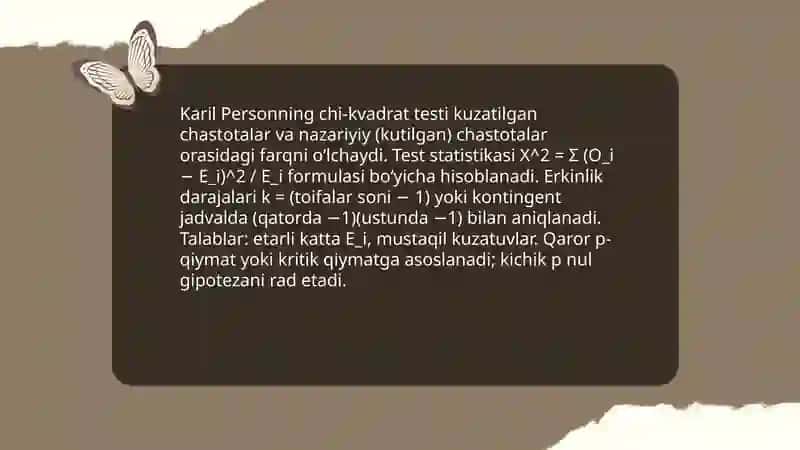 Karil Person va Ronald Fisher sitatistikaga qoʻshgan hissasi 4