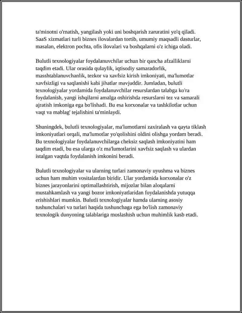 BULUTLI TEXNOLOGIYALARNING XUSUSIYATLARI VA AFZALLIKLARI 4
