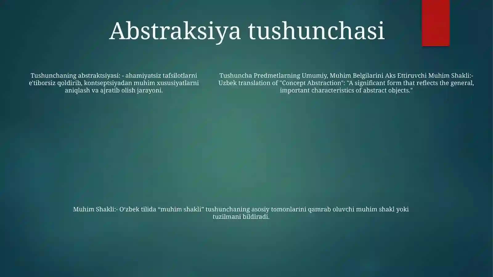 Tushuncha Predmetlarning Umumiy, Muhim Belgilarini Aks Ettiruvchi Muhim Shakli 4