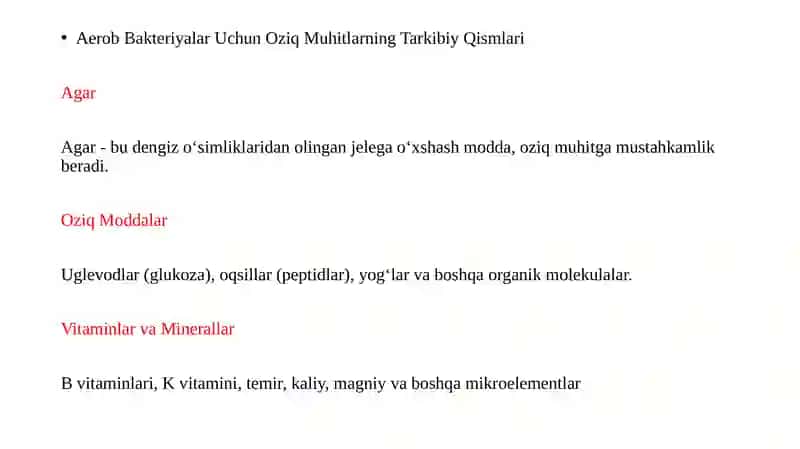 Aerob va Anaerob Bakteriyalarni Ajratib Olishda Qoʻllaniladigan Oziq Muhitlar 4