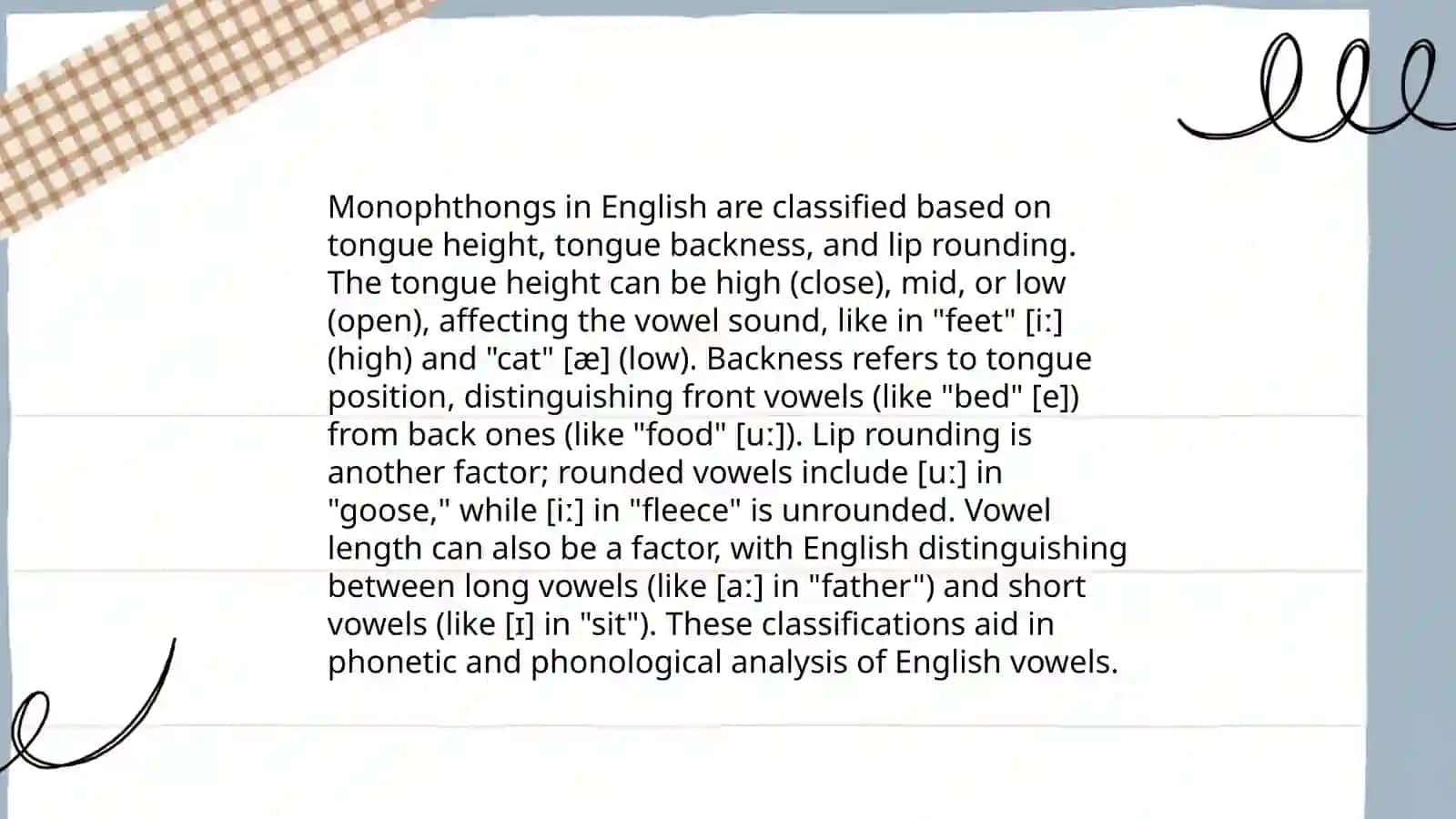 Vowel practice. Monophthongs and their classification 4