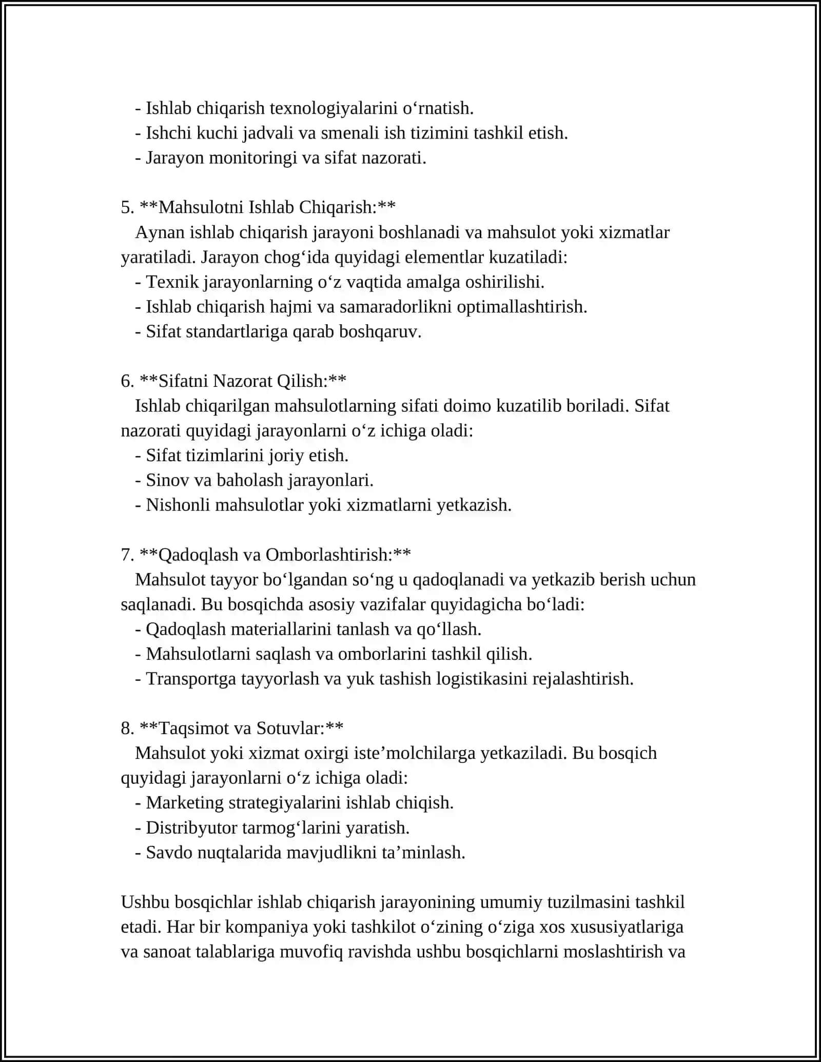 Ishlab chiqarish jarayoni va uni hisobga olis 4