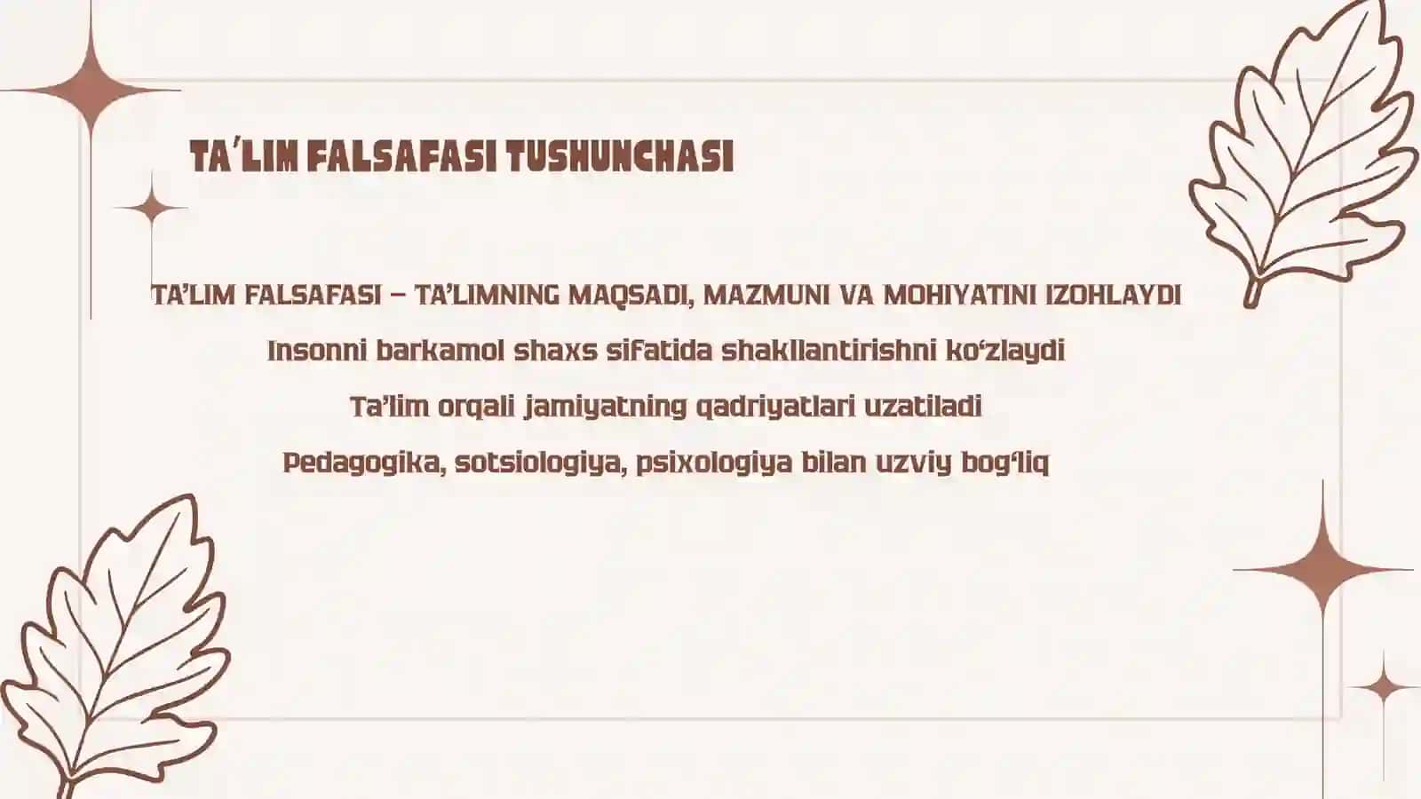 Ta’lim falsafasining dunyoqarashga doir funksiyasi. Avloniy, Behbudiy, Kant, Gegel, Sheler ta’limotlarining qiyosiy tahlili 4