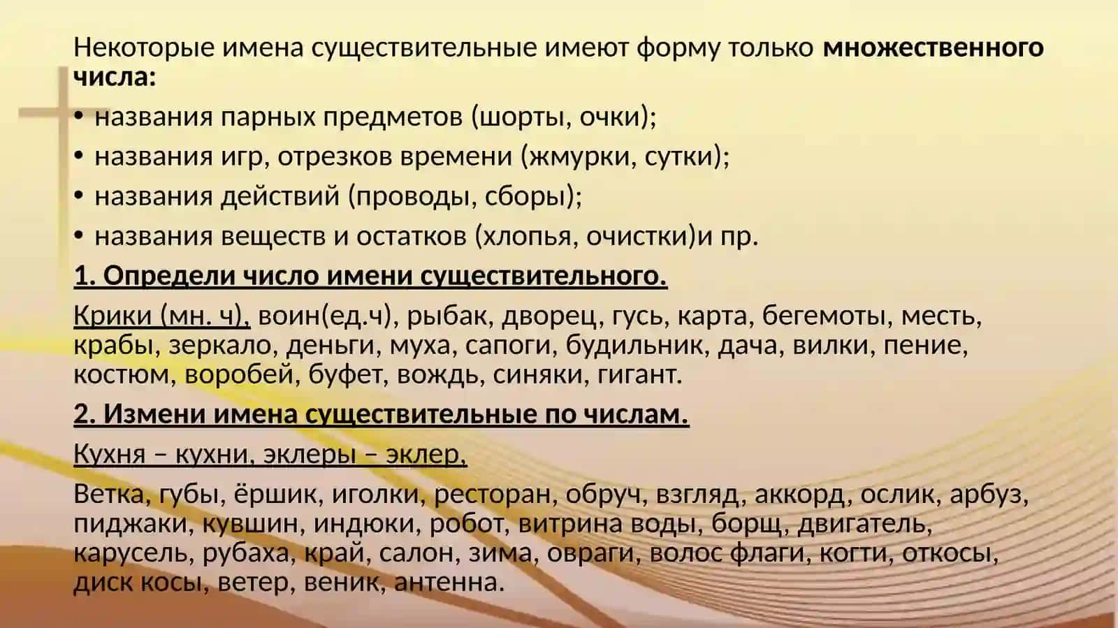 Практическое занятие 4.Грамматическая тема: Число имён существительных (повторение) 4