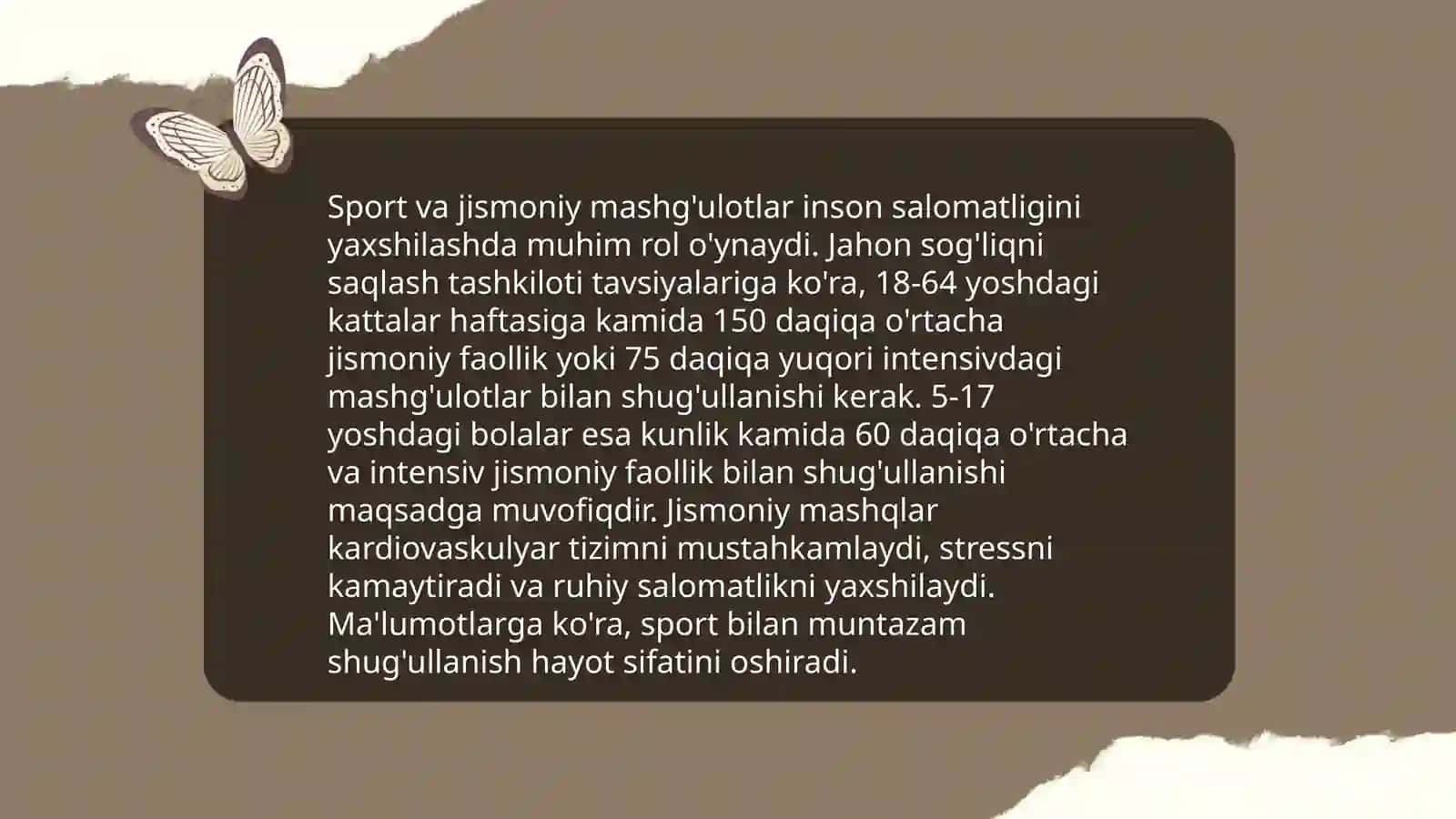 Dam olish faoliyatining turlari,tasir etuvchi omillar 4